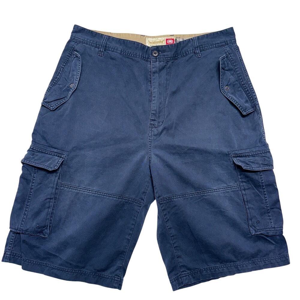 Vintage Ecko Unltd Cargo Shorts Mens 36 Navy Canvas Skate Utility Y2k Hip Hop